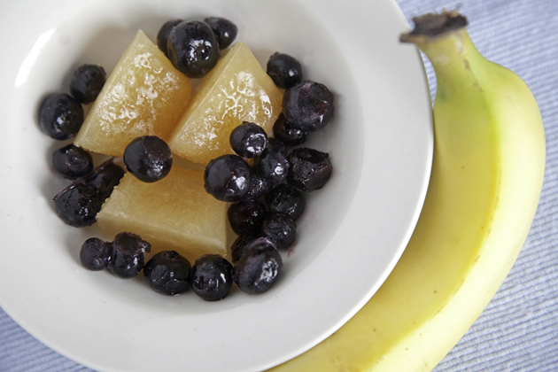 Frozen and fresh fruit for a smoothie