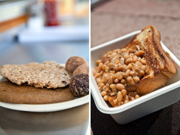 Cookies and sweets from The Lunch Room. Pork-n-beans on toast from Humble Hogs.