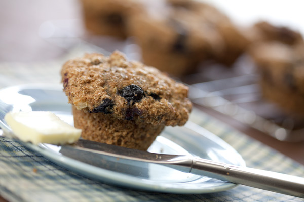 Apple-blueberry bran muffins