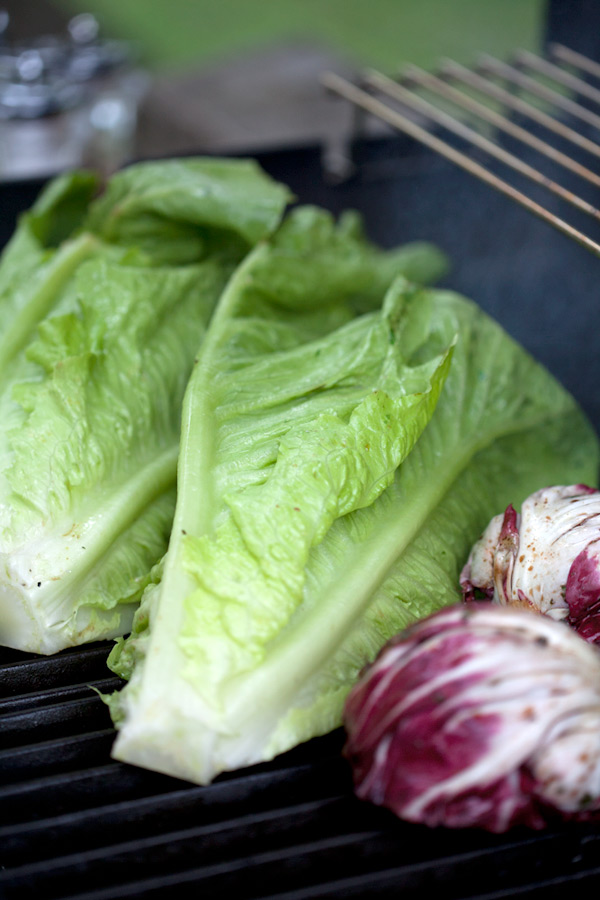 grilled romaine and radicchio lettuce