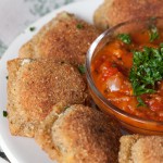 Toasted Ravioli stuffed with spinach, walnuts and fresh mozzarella