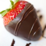 Dark chocolate covered strawberries: u-pick, u-dip, u-impress.