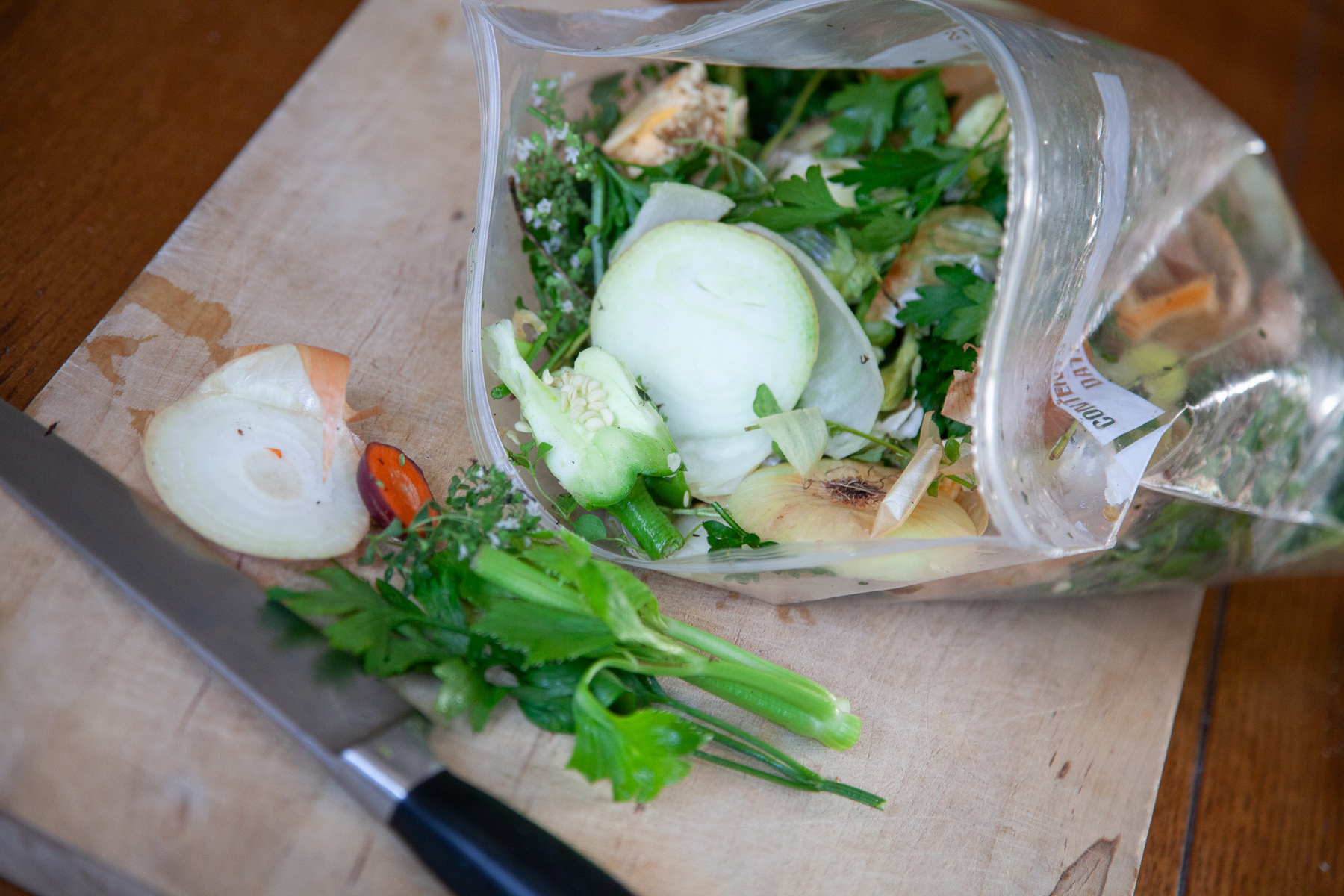 vegetable scraps for making vegetable broth