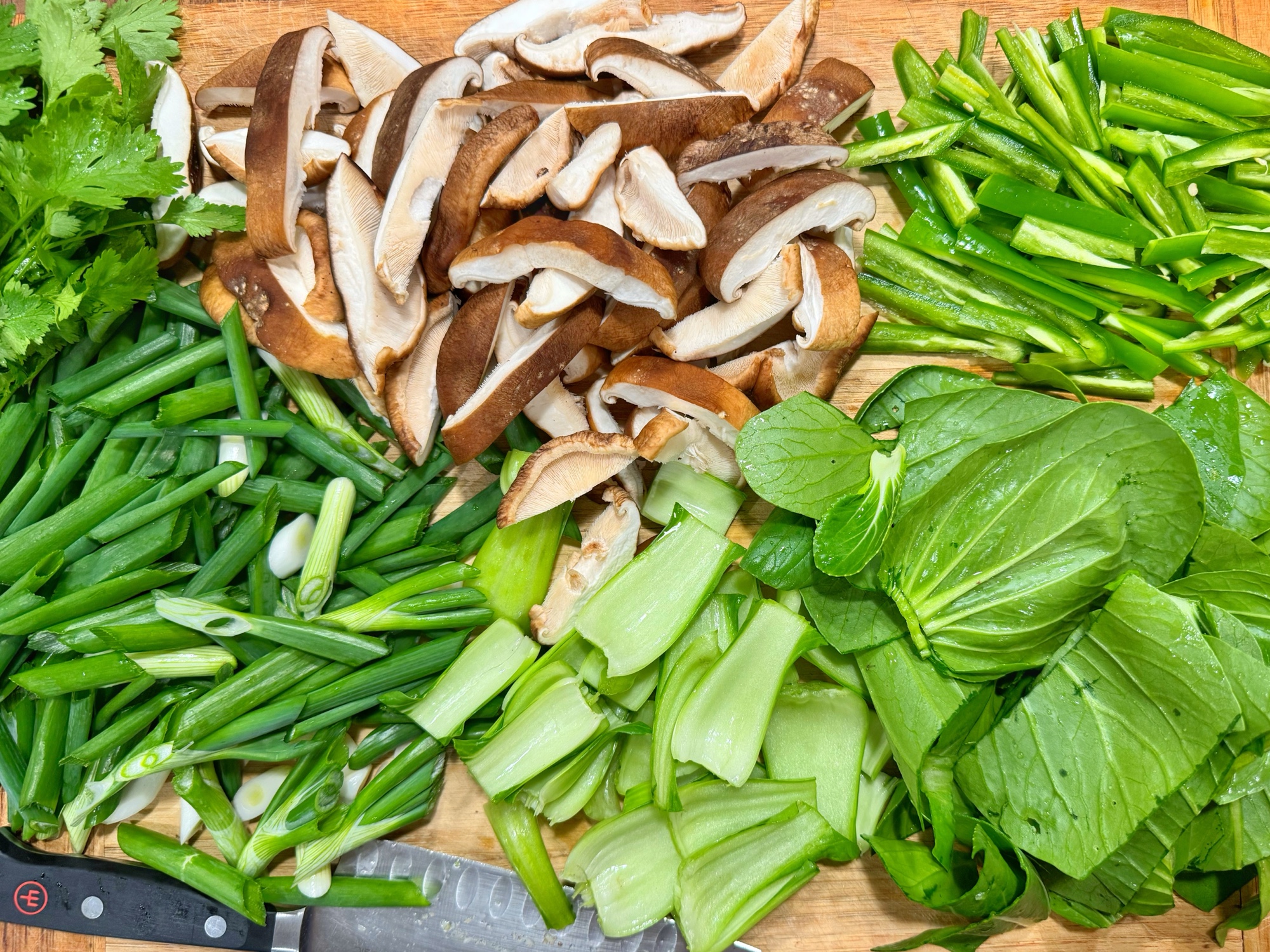 chopped vegetables for spicy tofu stir-fry